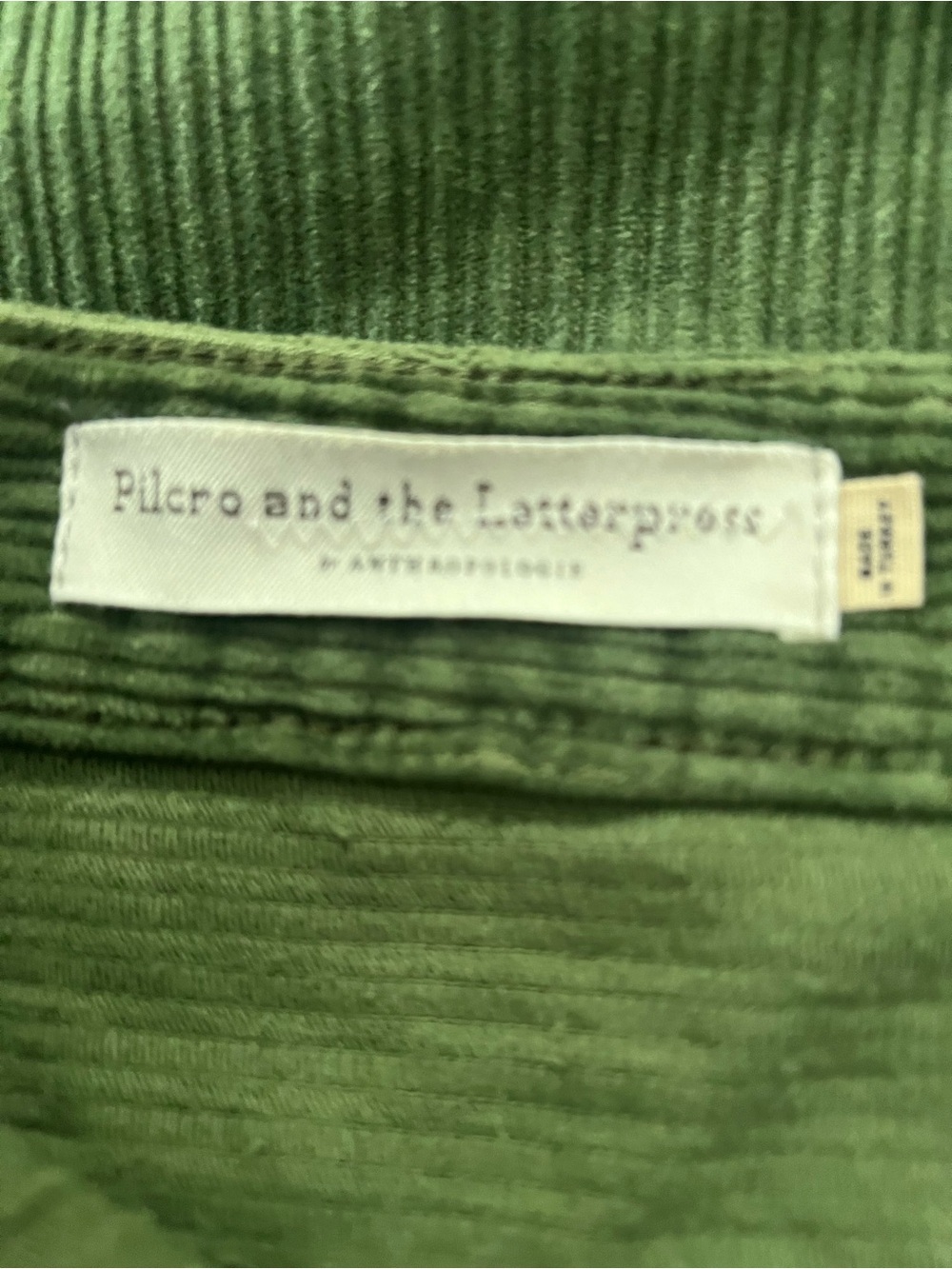 ANTHROPOLOGIE Pilcro And The Letterpress Green Corduroy Pencil Skirt Size 4 - Picture 10 of 14